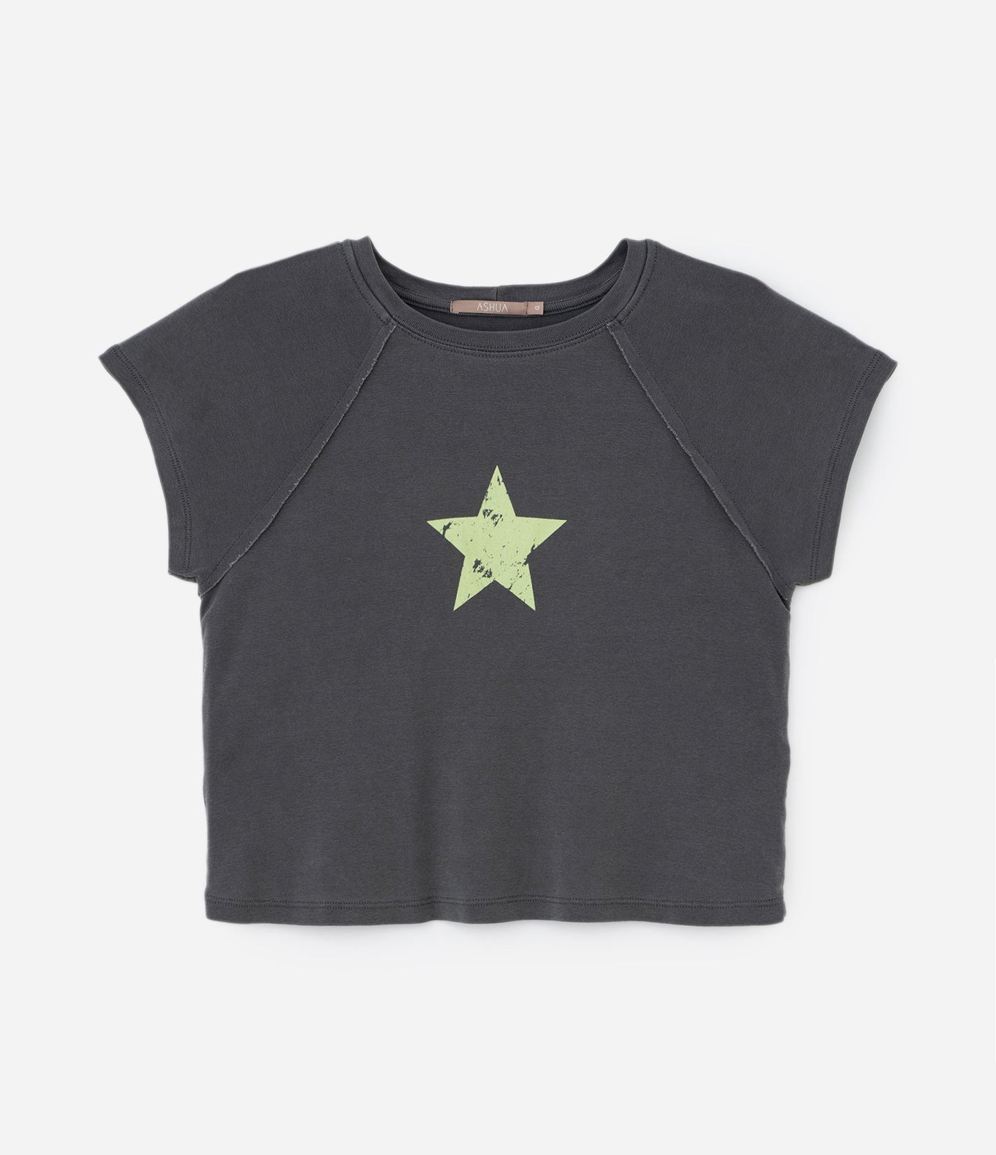 Camiseta negra lavada con estampado de estrellas - Curvas y tallas grandes