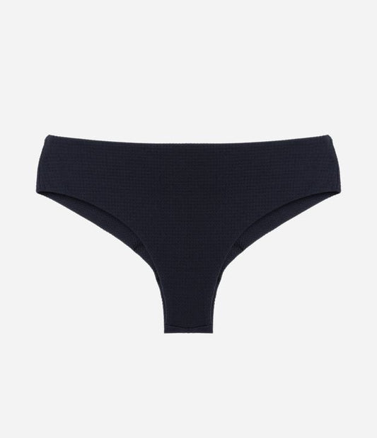 Calcinha de biquíni com cordão duplo em microfibra preta - Curve e Plus Size