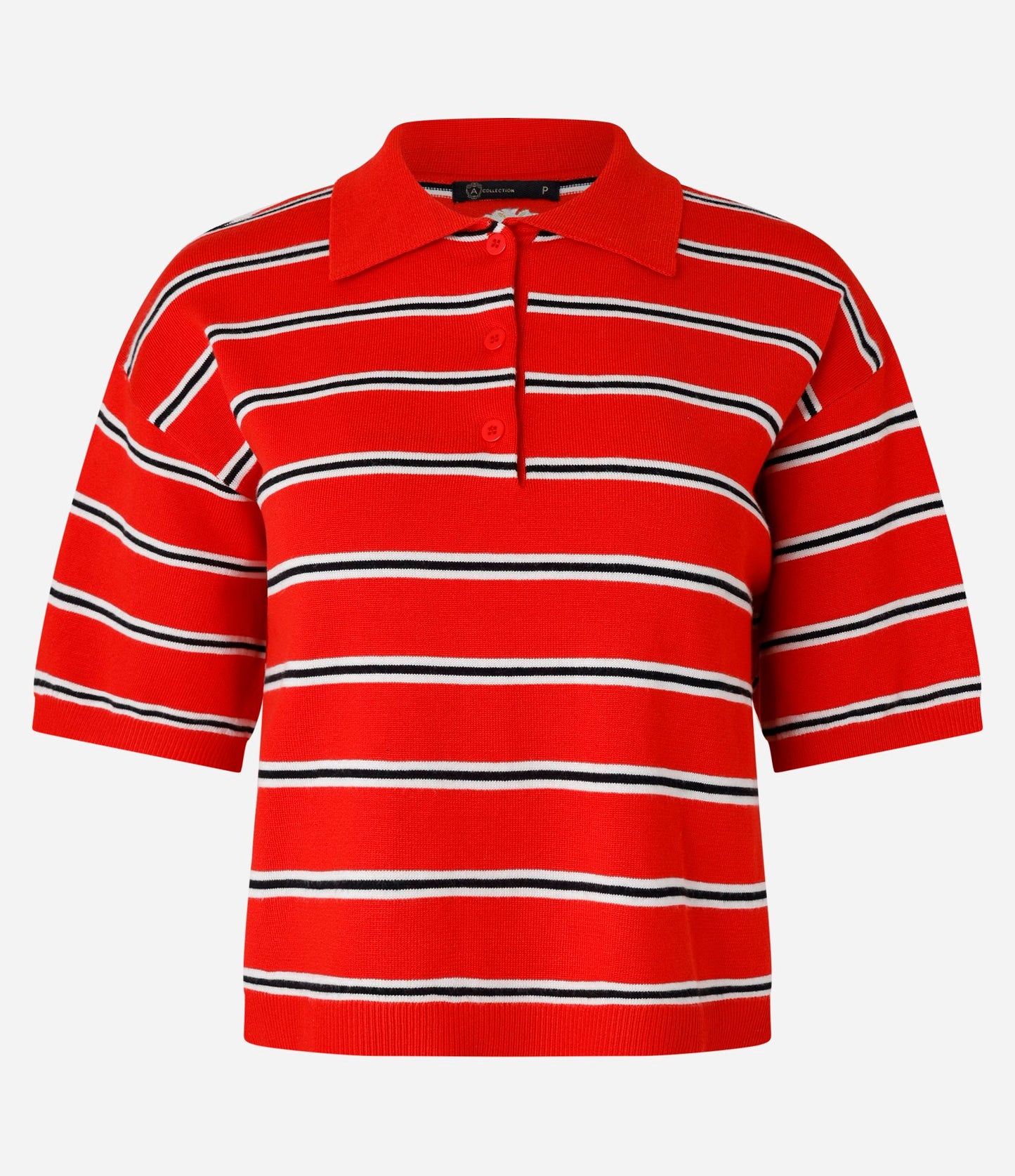 Polo rossa a righe con bottoni