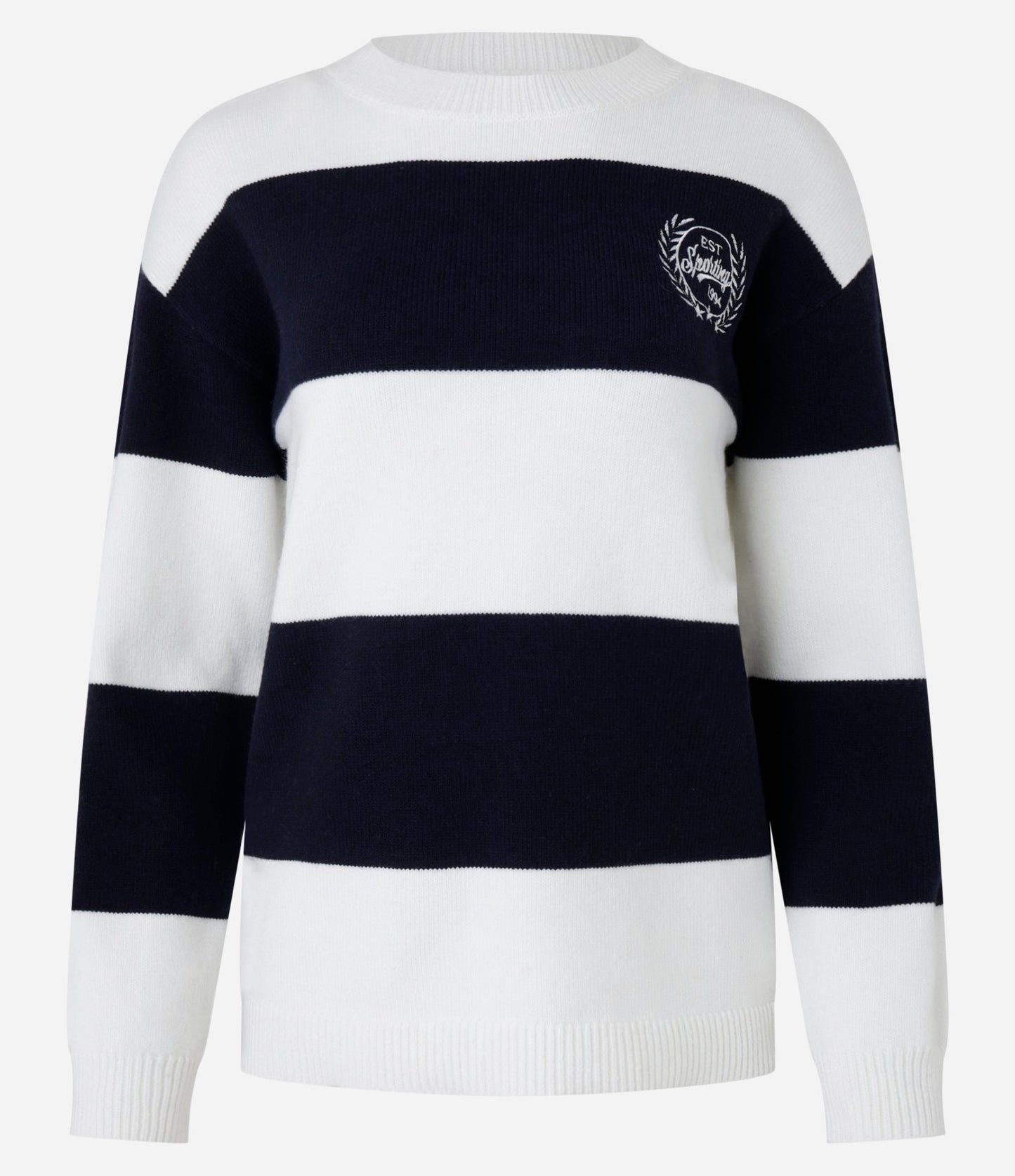 Maglione a righe con ricamo Sporting 1994 - Bianco