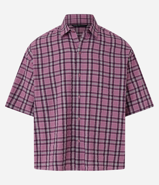 Lilac Crinkled Effect Oversized Flannel Shirt