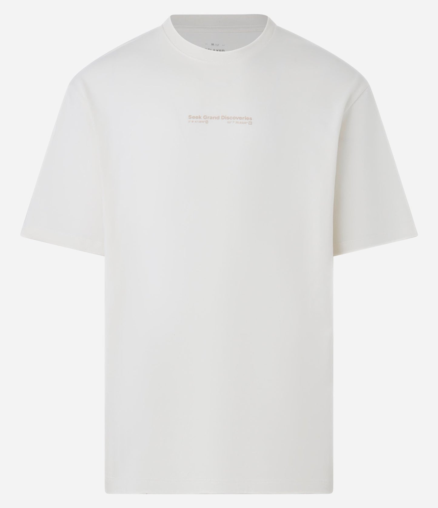 Camiseta relaxed fit en blanco roto con letras y mapa estampado