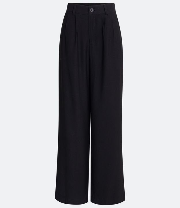 Calça reta de viscose com corte alfaiate em preto