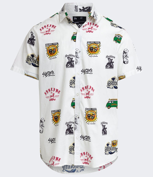 Camisa de algodão Comfort com estampa Sublime White