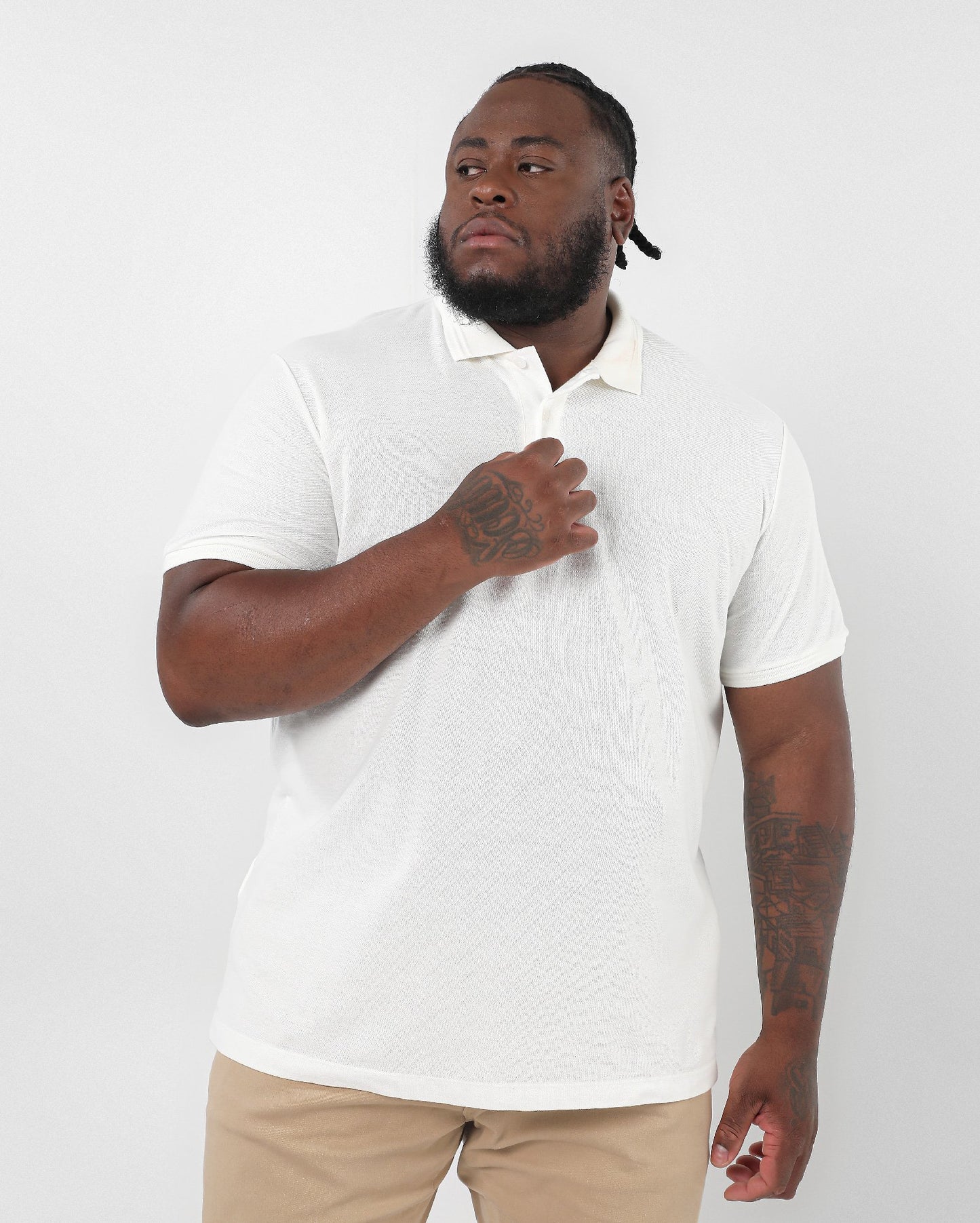 Camisa polo branca sólida plus size masculina | Original Plus By Riachuelo