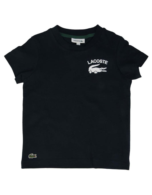 Maglietta Lacoste in jersey di cotone stampato da bambino - Blu
