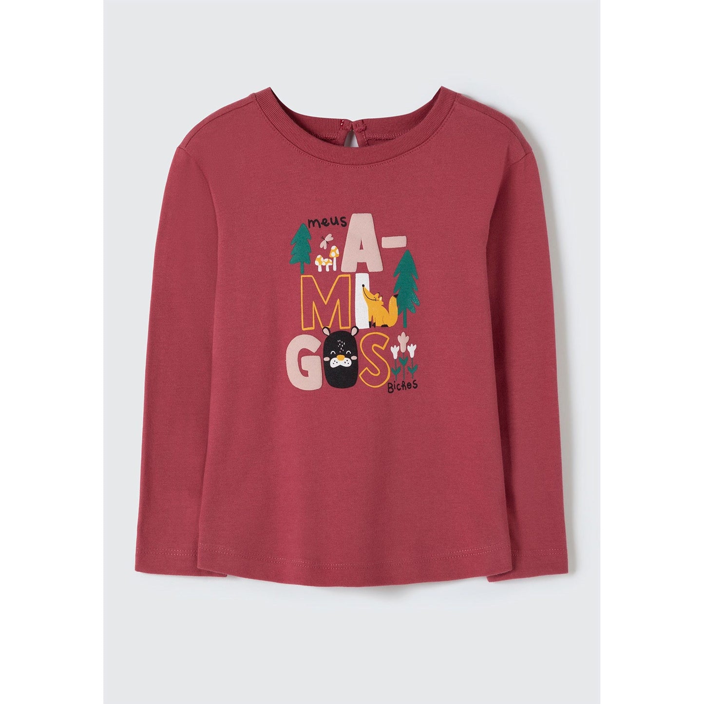 Camiseta estampada de manga larga para niña pequeña