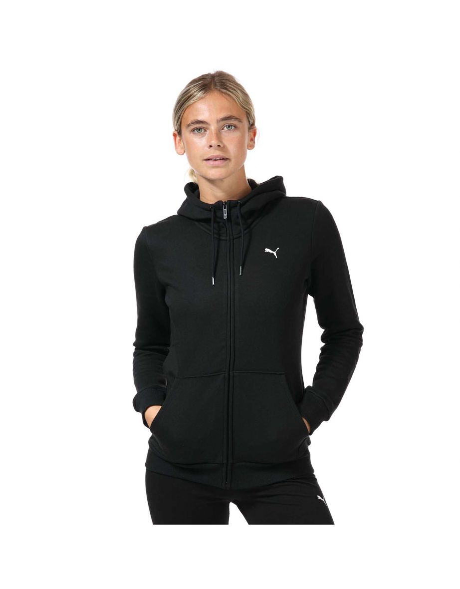 Felpa con cappuccio Puma Essentials Full Zip da donna in nero