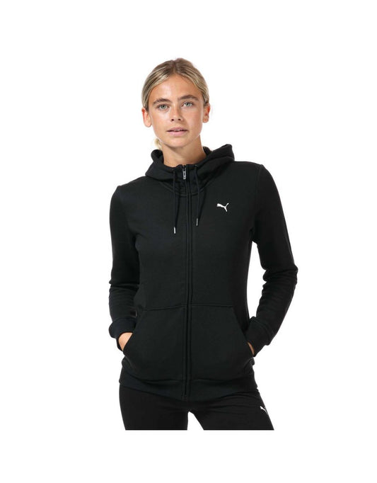 Felpa con cappuccio Puma Essentials Full Zip da donna in nero