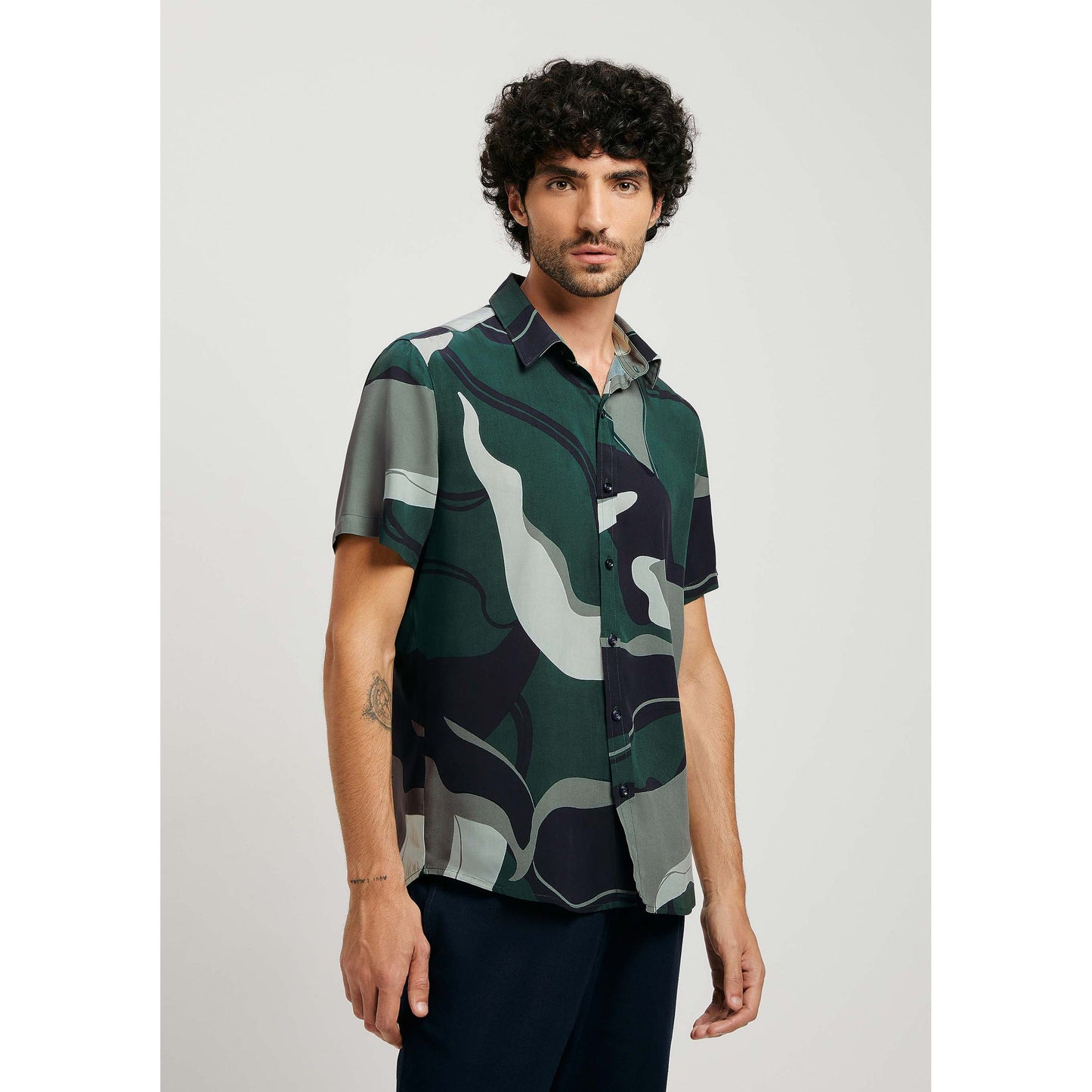 Camicia stampata Comfort a maniche corte da uomo