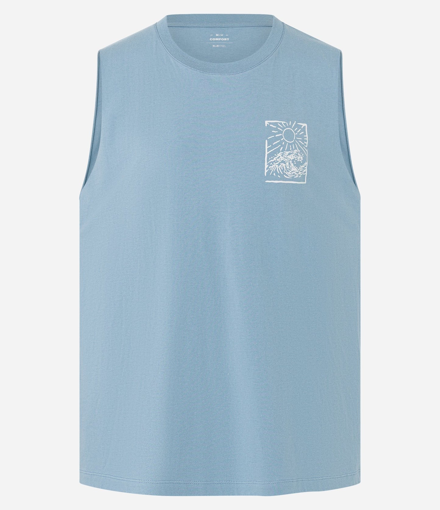 Canotta in cotone comfort con stampa blu a quattro isole