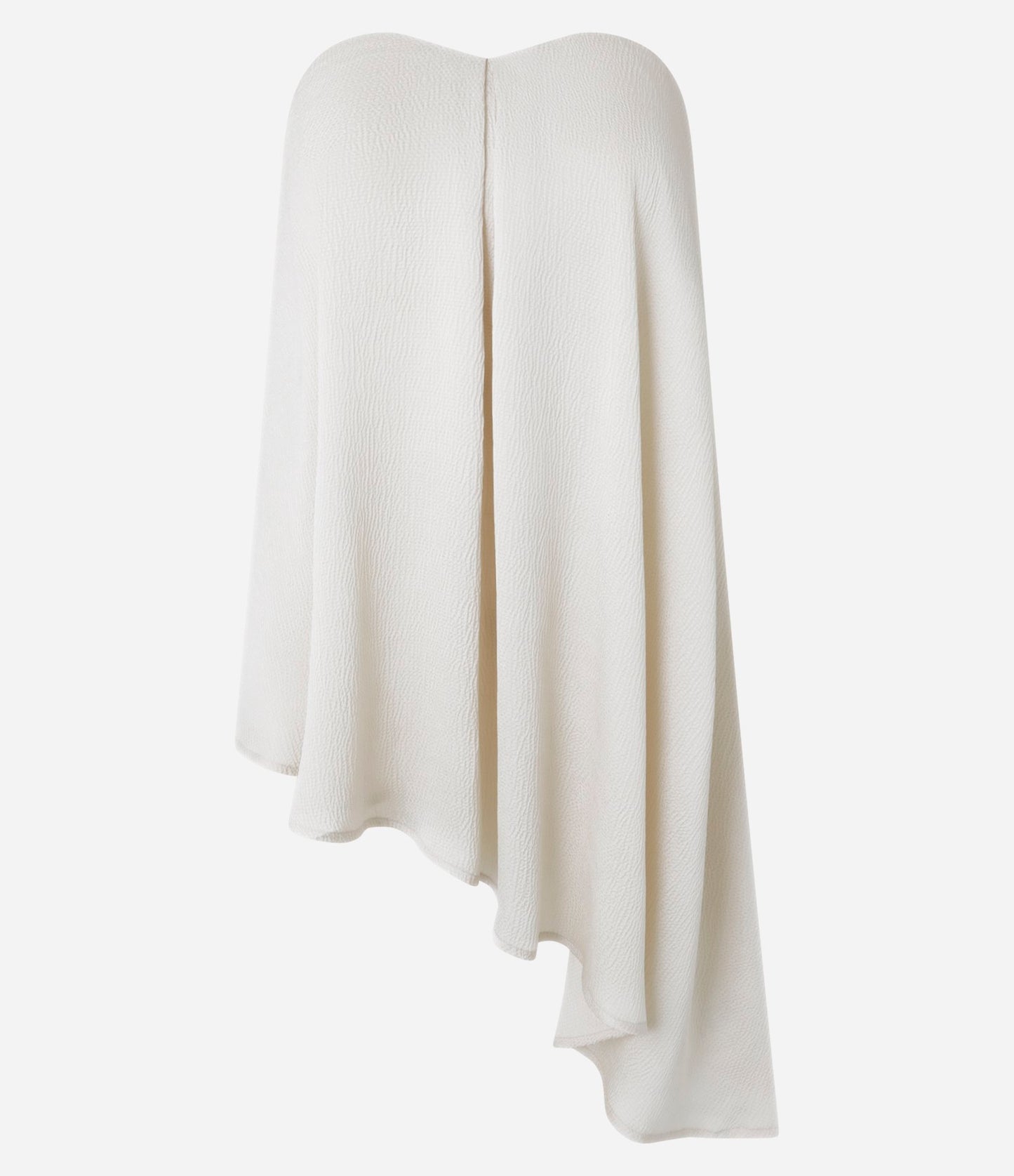 Camicetta in crepe testurizzato con scollo a cuore e orlo asimmetrico in beige