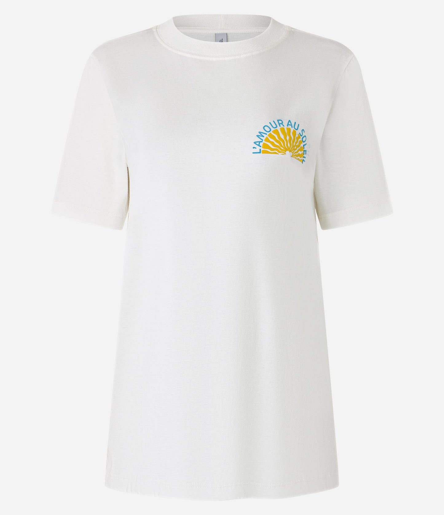 Camiseta Confort Blanca de Algodón con Estampado Soleil
