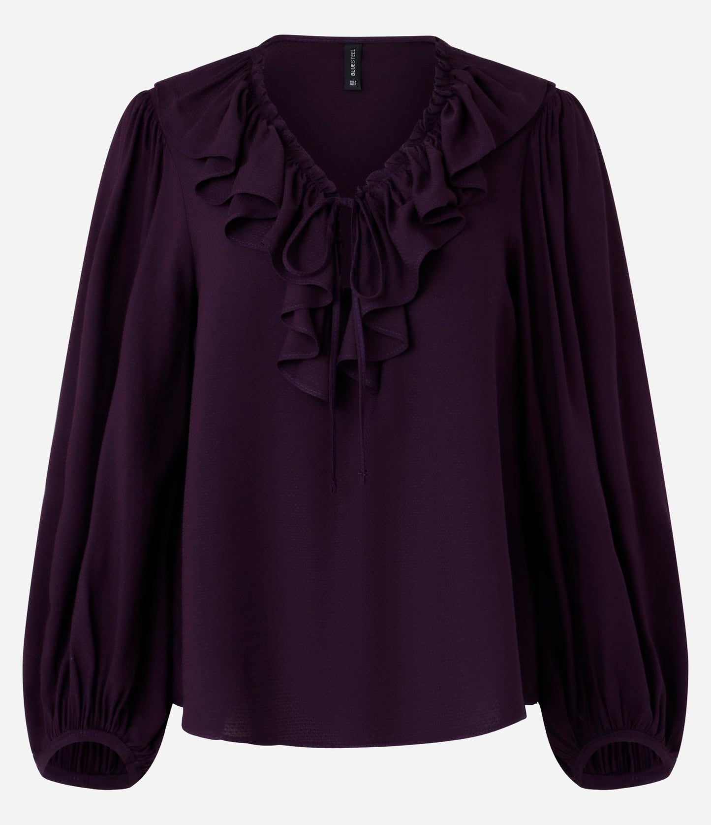 Blusa morada de viscosa con volantes