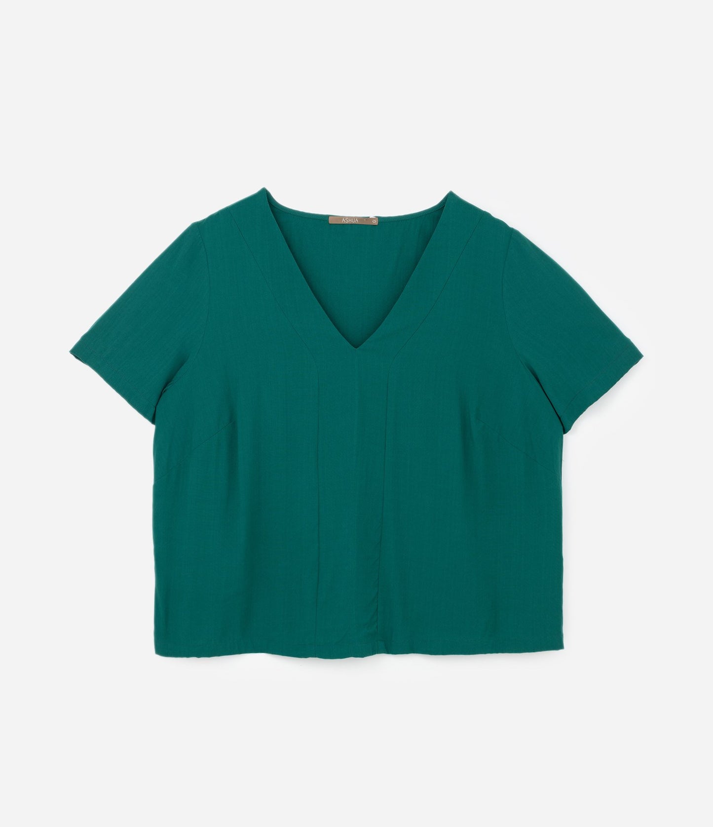 Camicetta in viscosa con scollo a V, Curve e taglie forti, verde