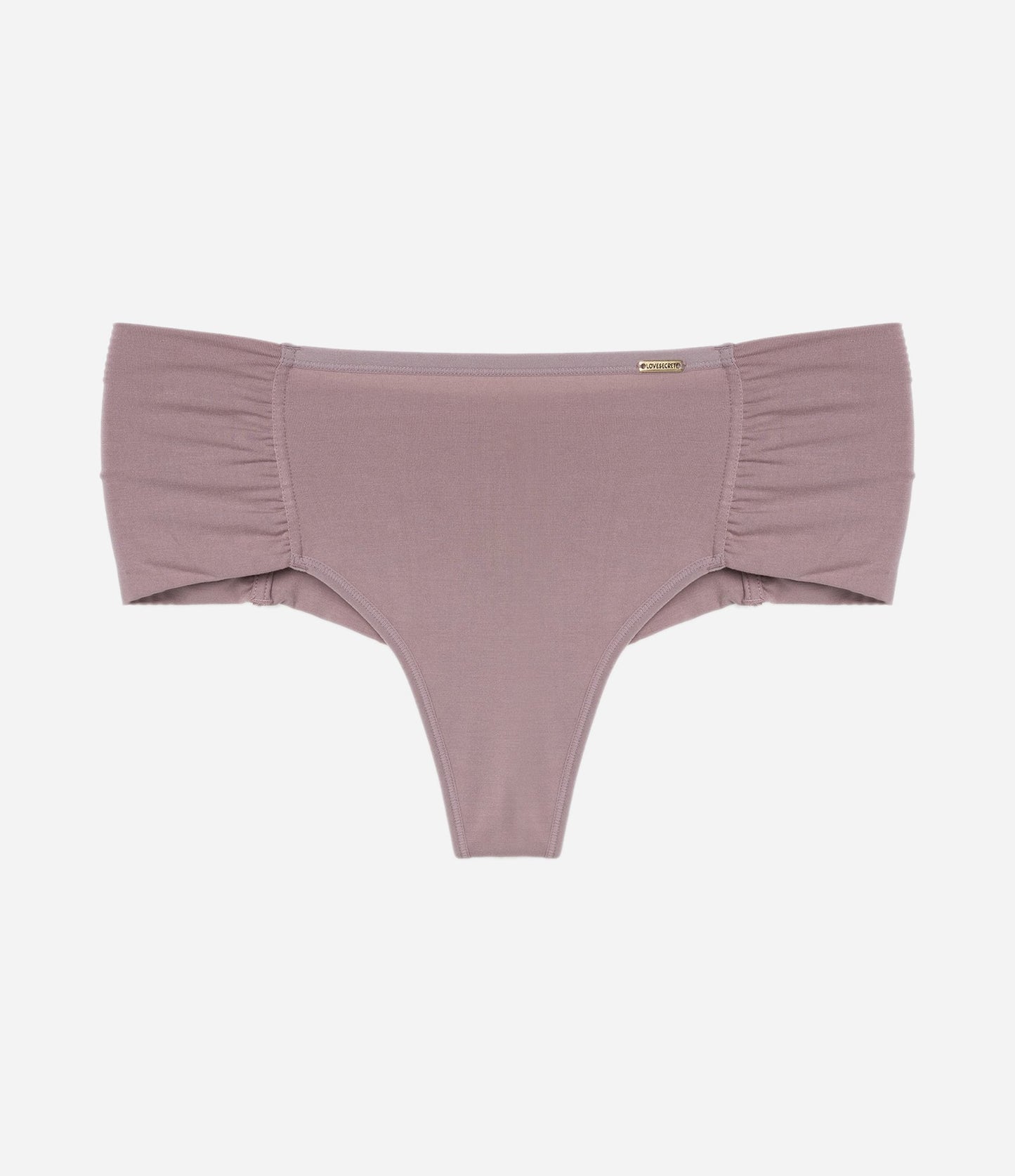 Calcinha de biquíni com cordão duplo drapeado bege - Curve e Plus Size