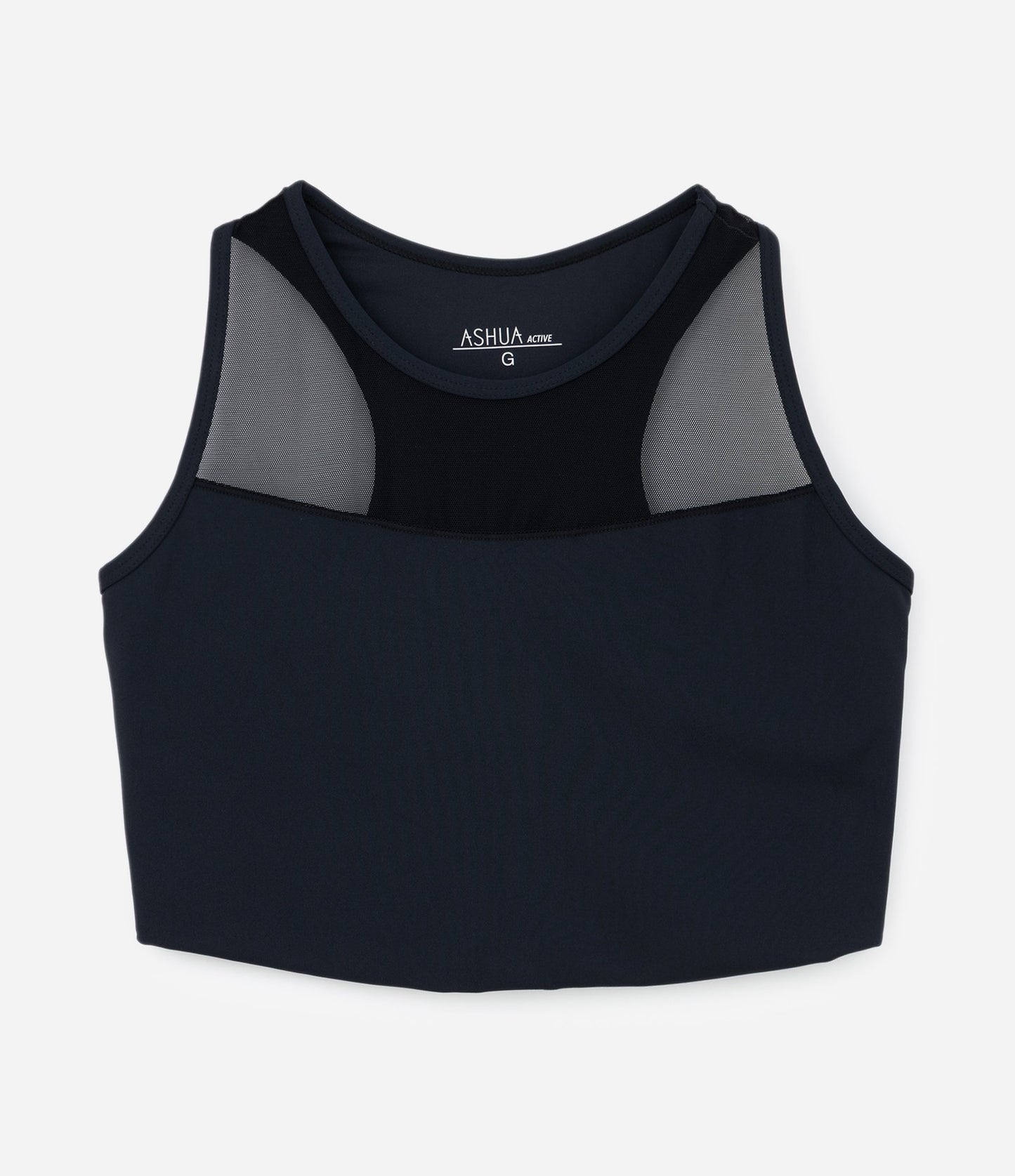Top da bagno sportivo nero Curve e taglie forti con ritagli a rete