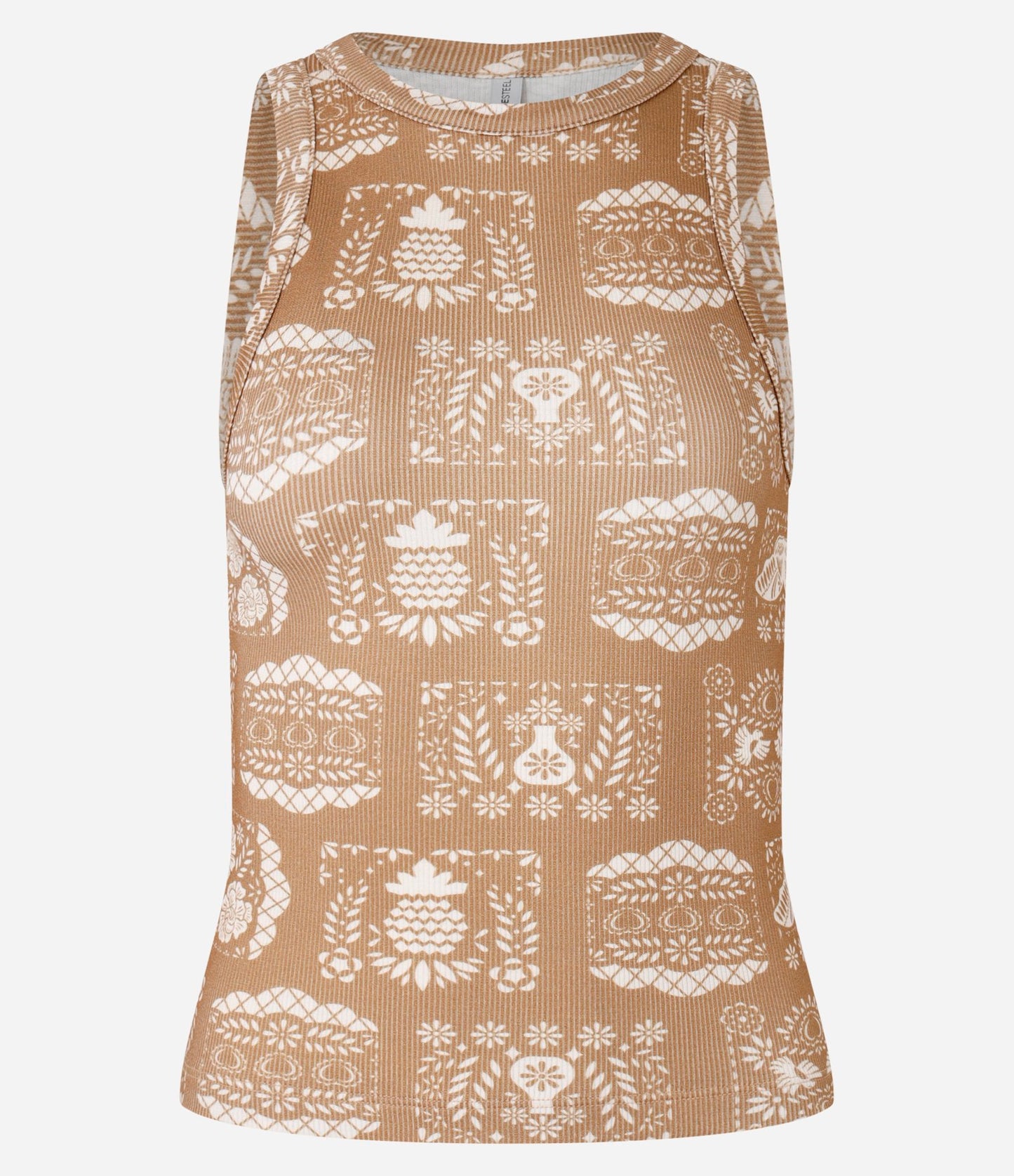 Canotta Racerback a coste con stampa di piastrelle marroni