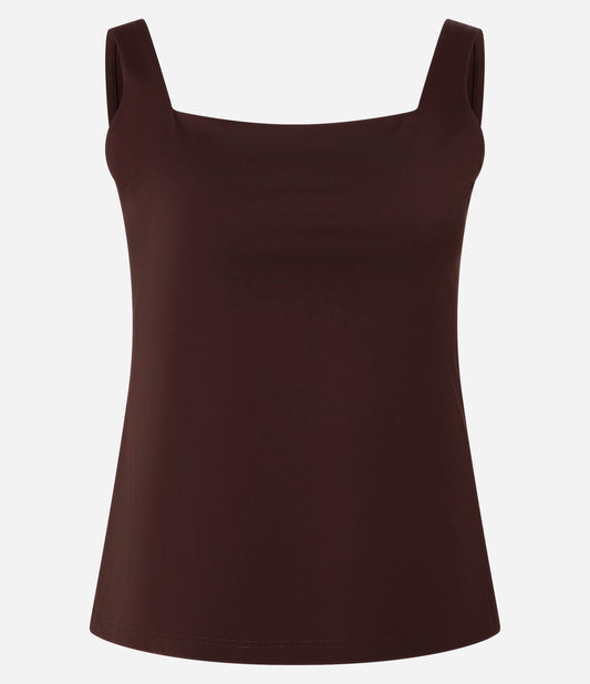 Blusa Marrom de Poliamida com Decote Quadrado