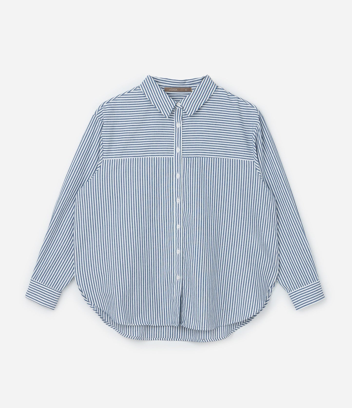Camicia lunga a righe arricciata Curve & Plus Size Blu/Bianco