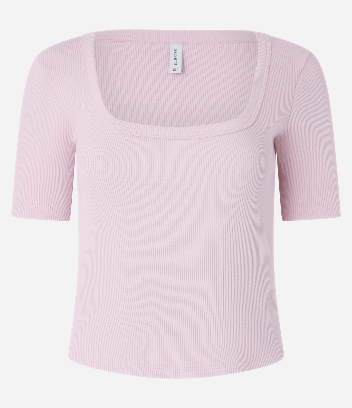 Camicetta basic a coste con scollo quadrato in rosa