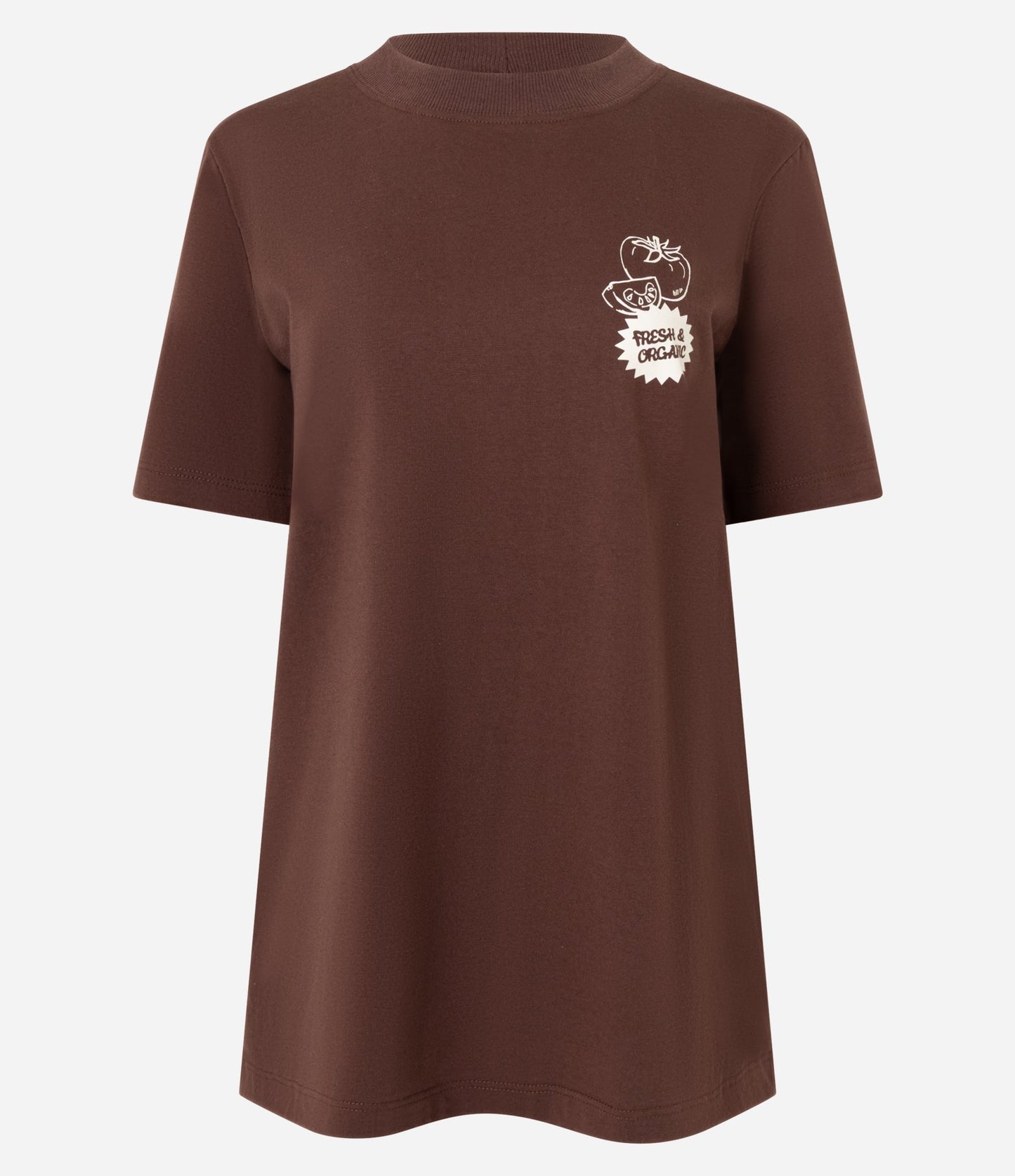 Brown Cotton T-Shirt with Market Print