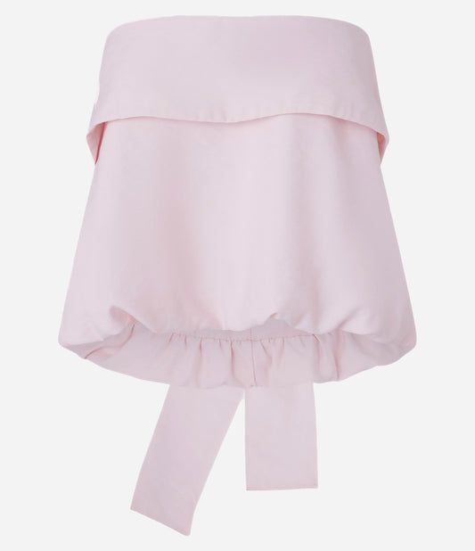 Blusa Rosa Sob Medida com Mangas Balão e Laço nas Costas