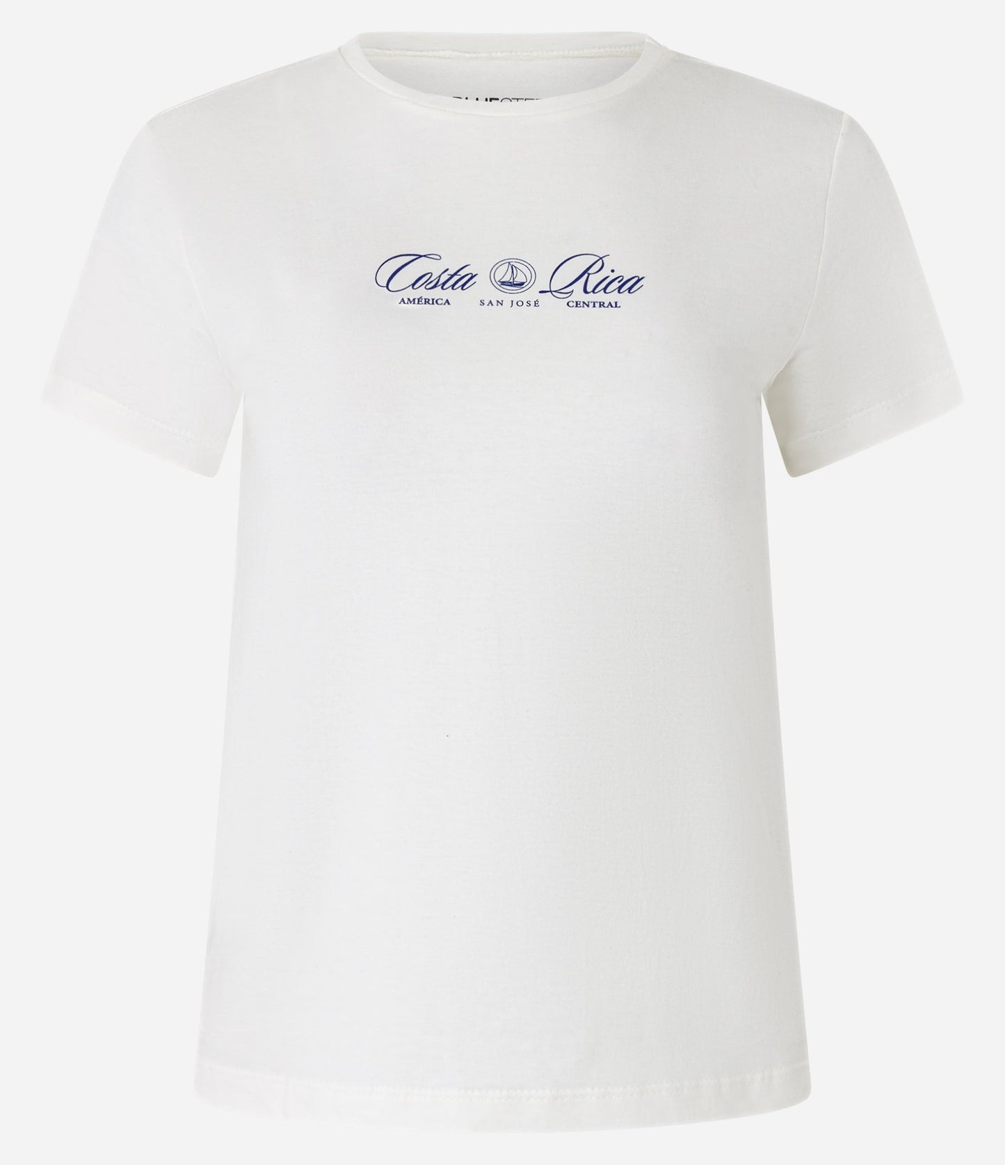 Camicetta in cotone con stampa lettering Costa Rica in bianco neve