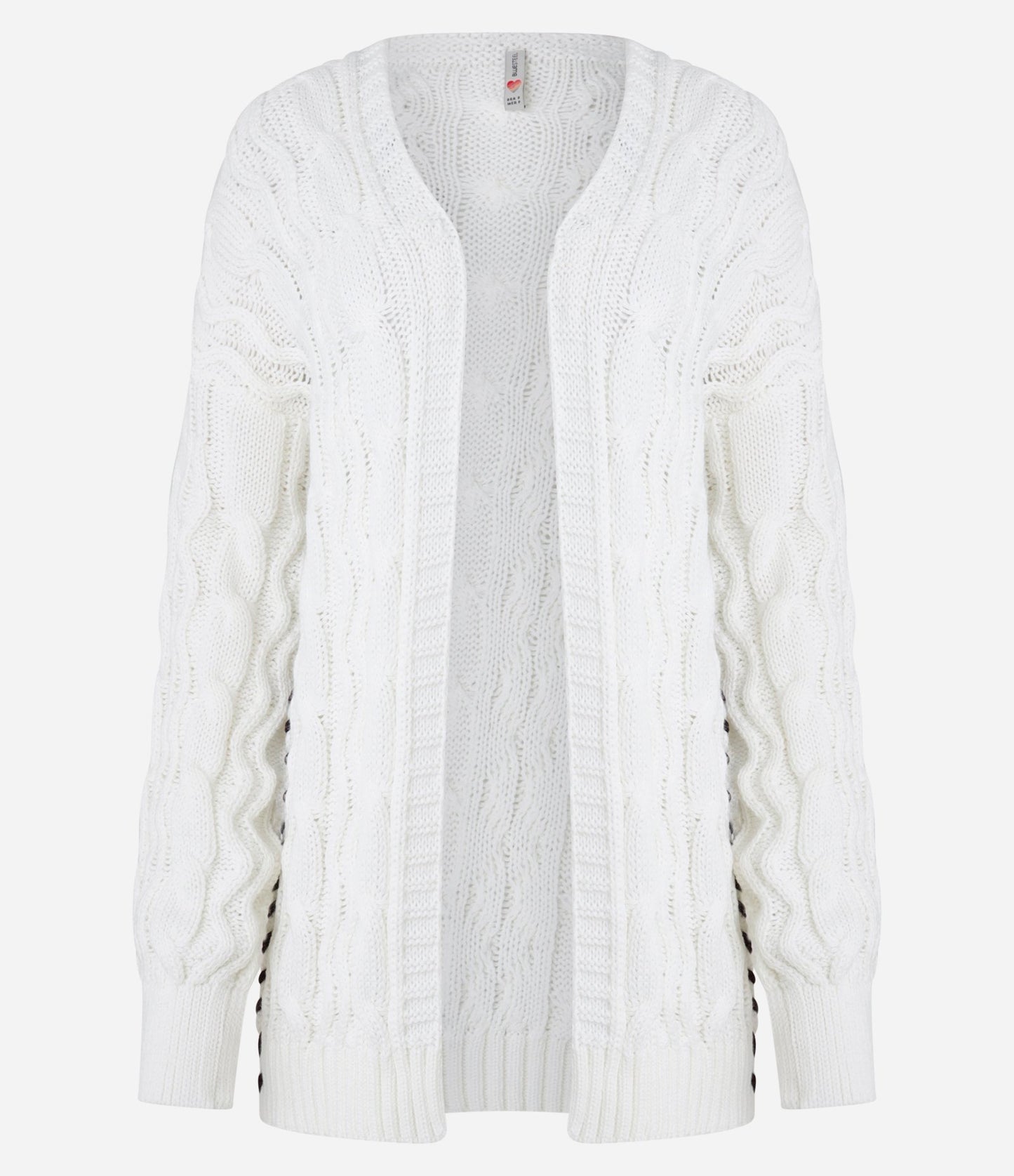 Rebeca larga de punto con detalle lateral blanco