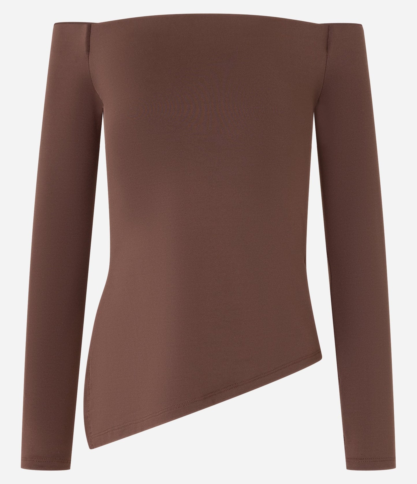 Top de canalé marrón sin hombros con abertura lateral