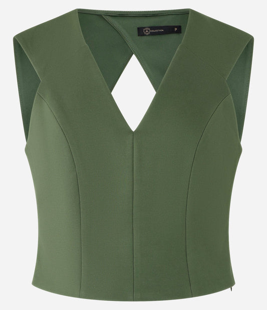 Blusa de Tricô Verde Roma com Decote nas Costas Cruzado
