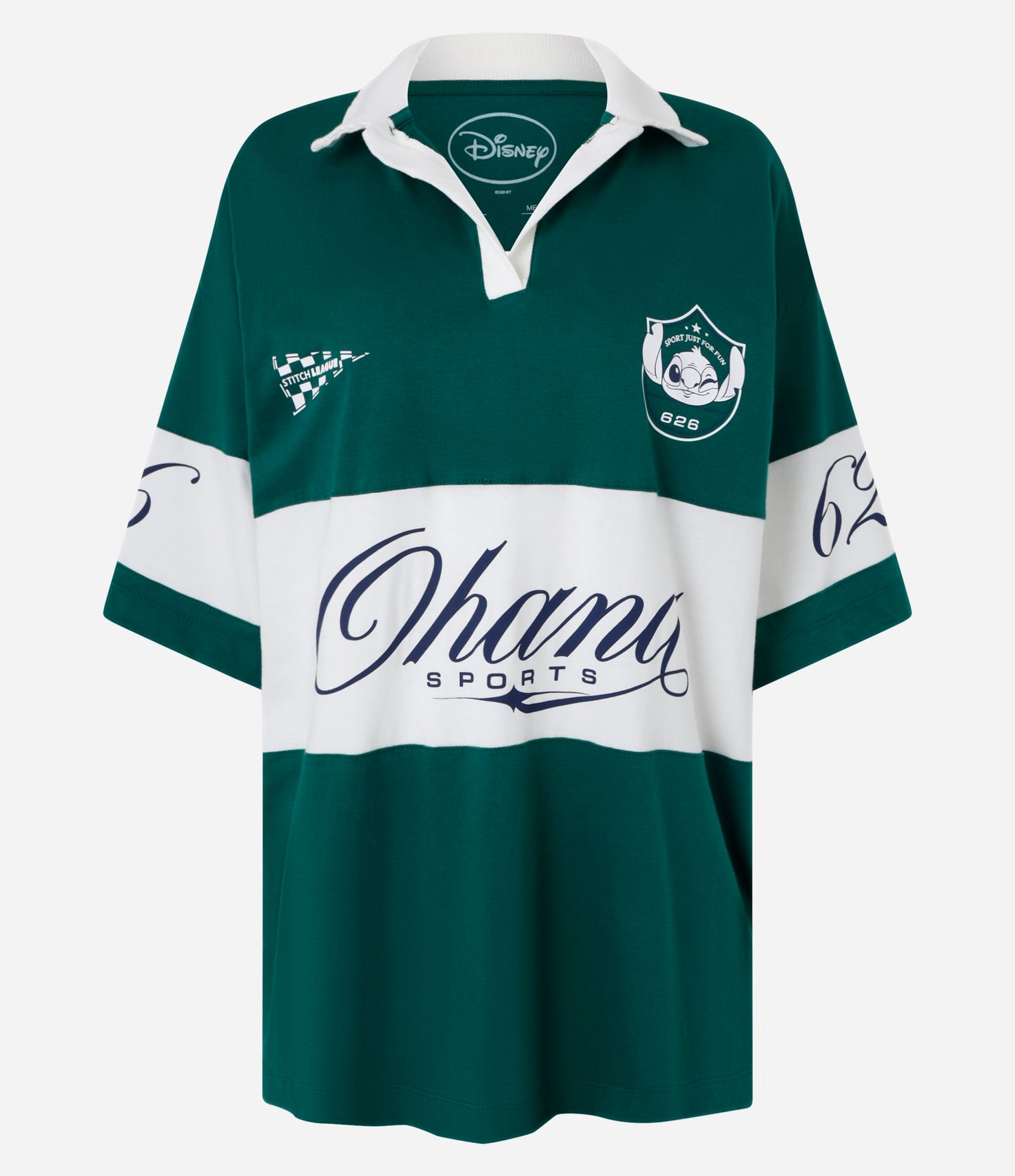 Camiseta oversize de algodón con cuello de polo y estampado de puntos verdes