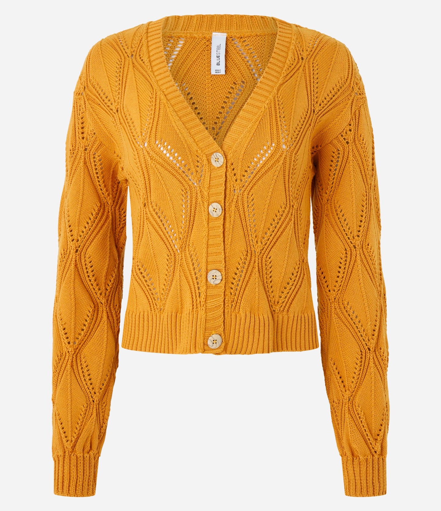 Chaqueta corta de punto con pespuntes únicos en amarillo