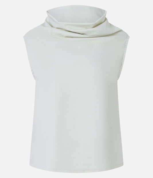 Blusa sem Mangas com Gola Alta em Branco Gelo