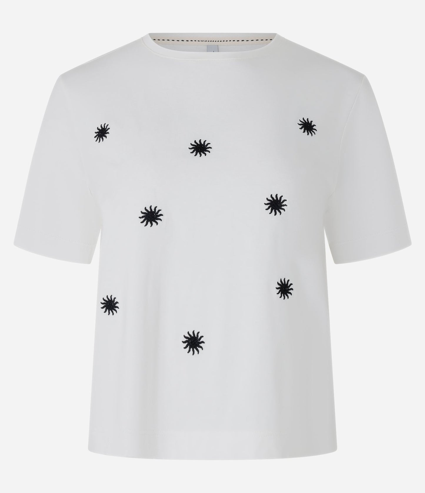 Short Cotton Blouse with White Sun Embroidery