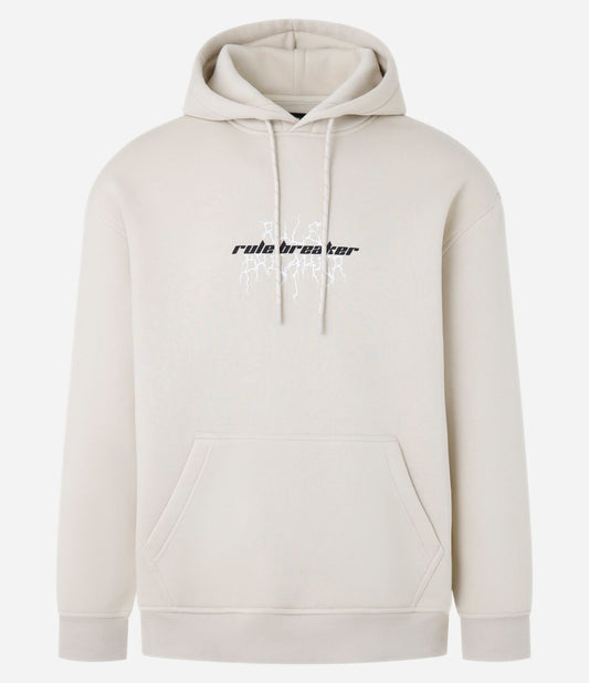 Moletom Bege Relaxado com Estampa de Estátua nas Costas