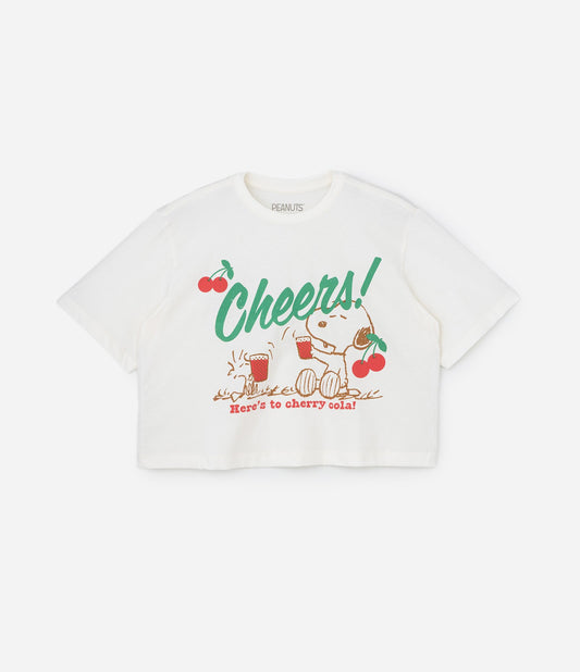 Boxy T-Shirt with Snoopy Print, Curve & Plus Size, White