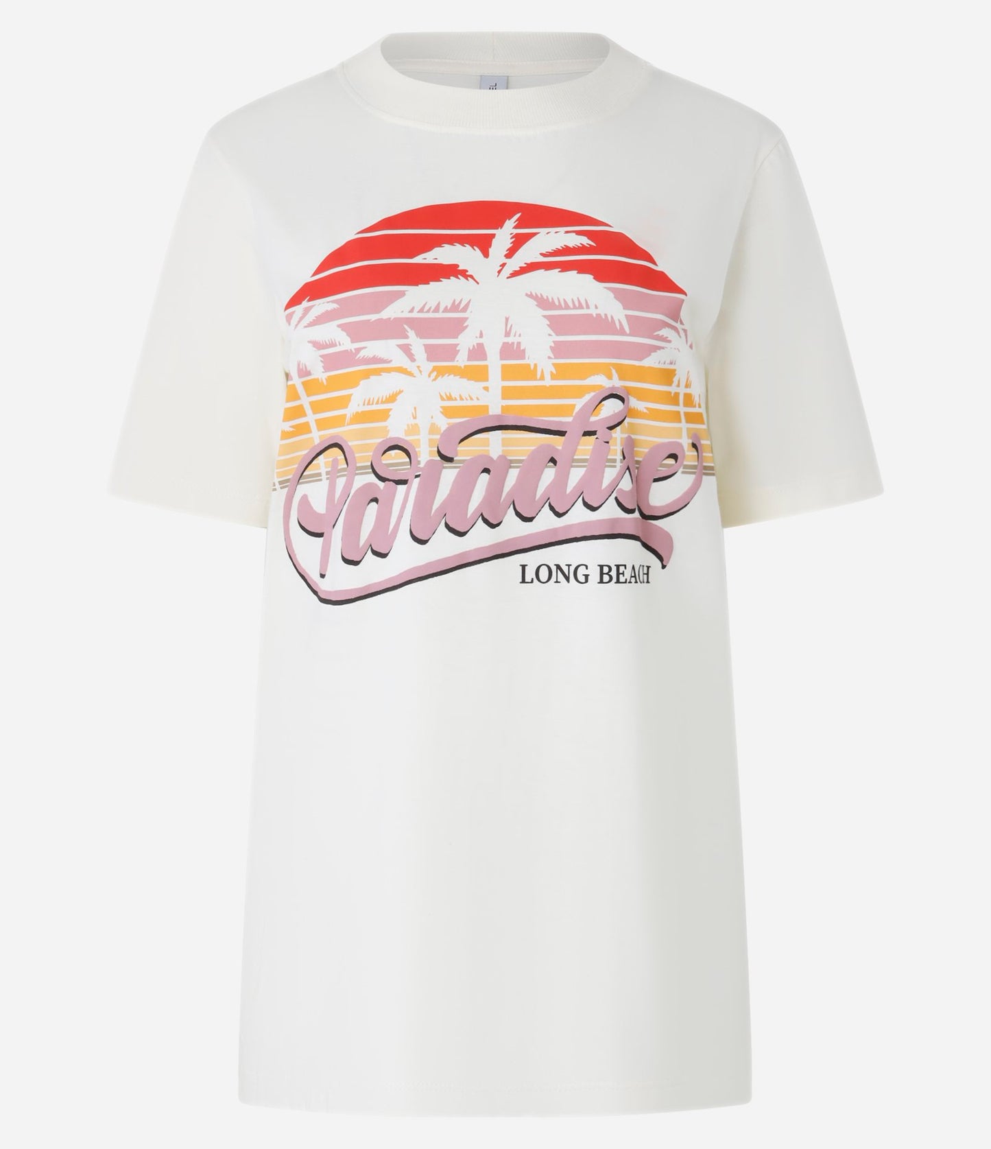 Maglietta in cotone bianco con stampa Paradise