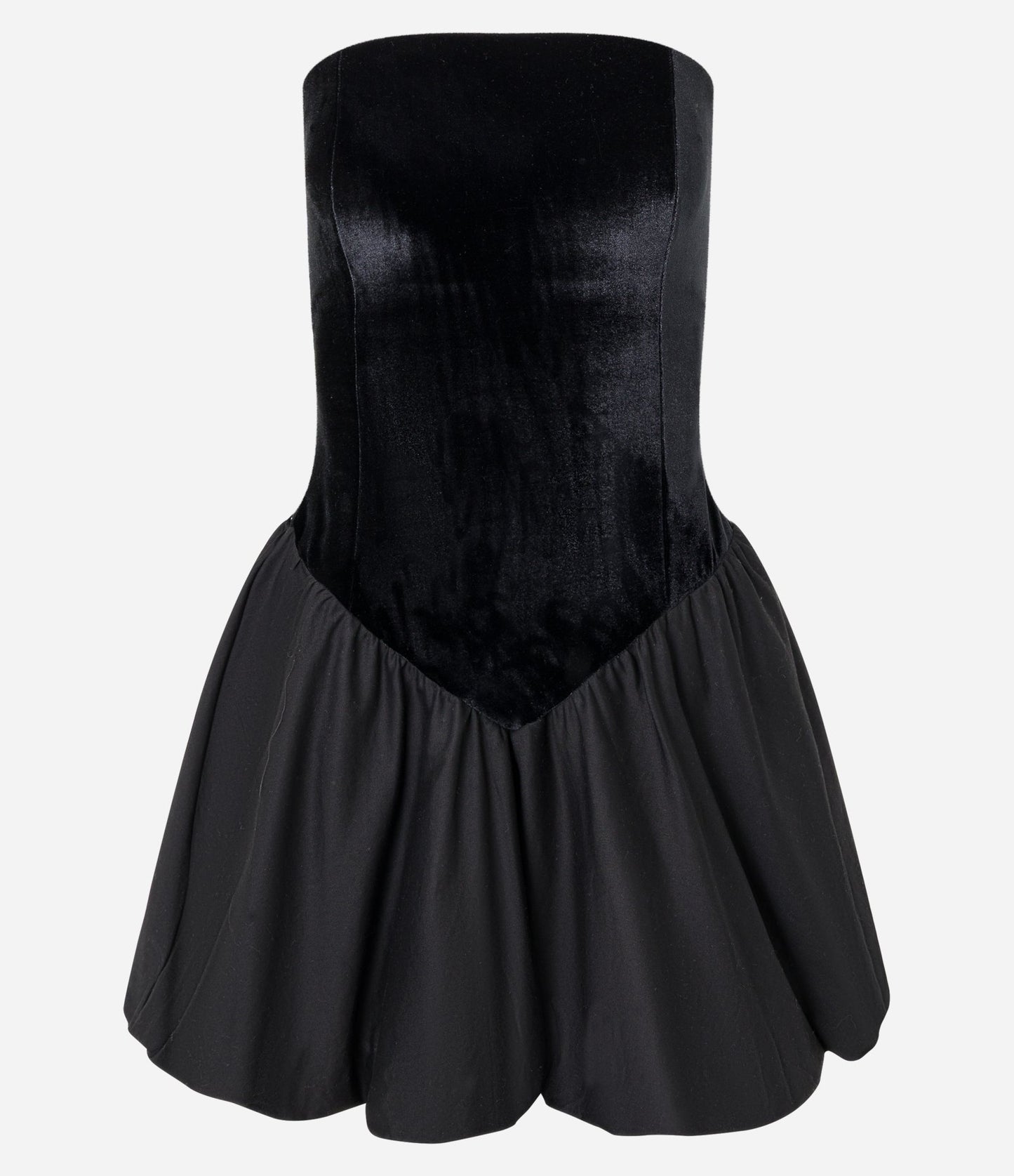 Vestito a bolle in velluto nero senza spalline
