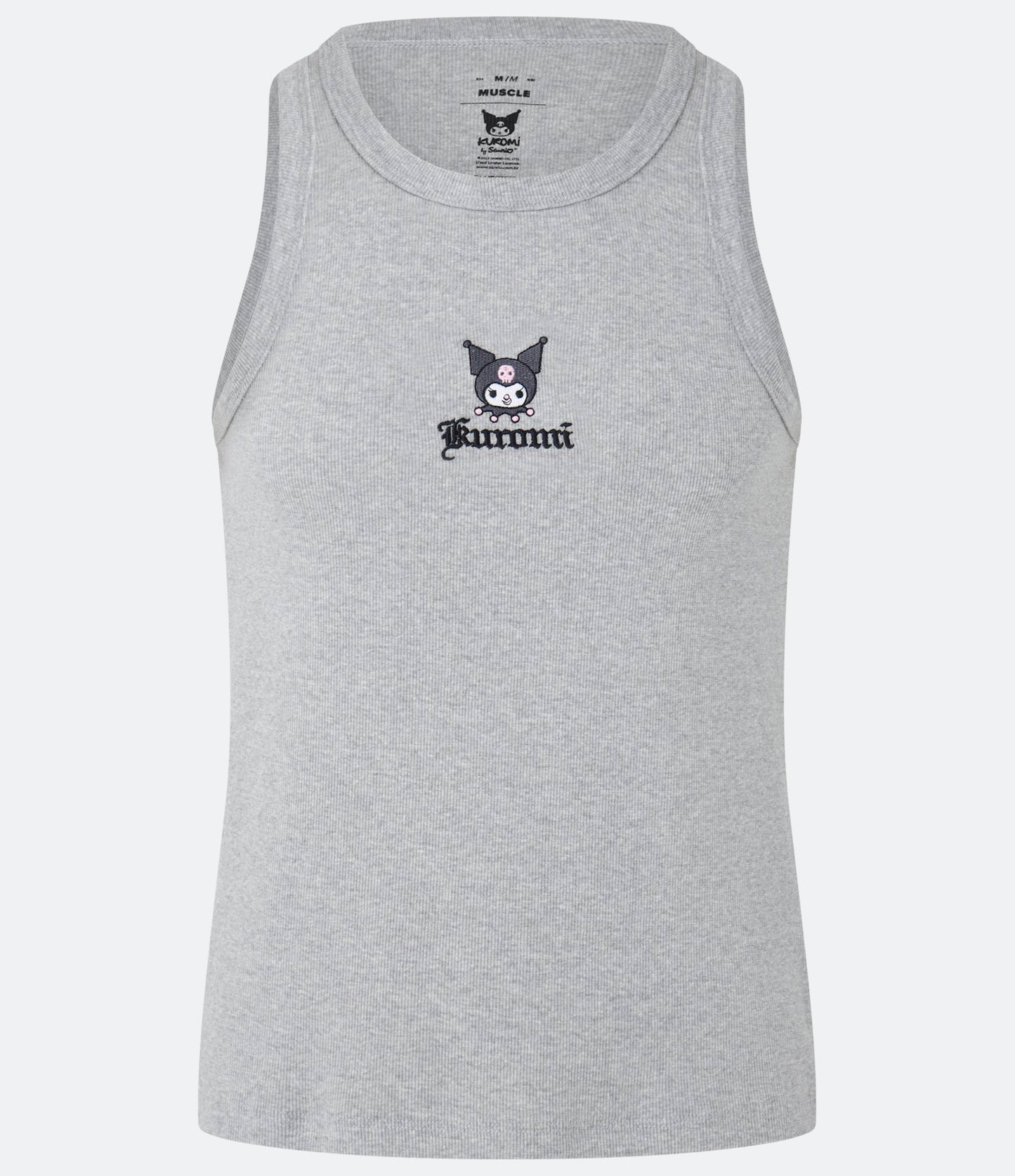 Camiseta de tirantes de canalé gris Hello Kitty con efecto jaspeado