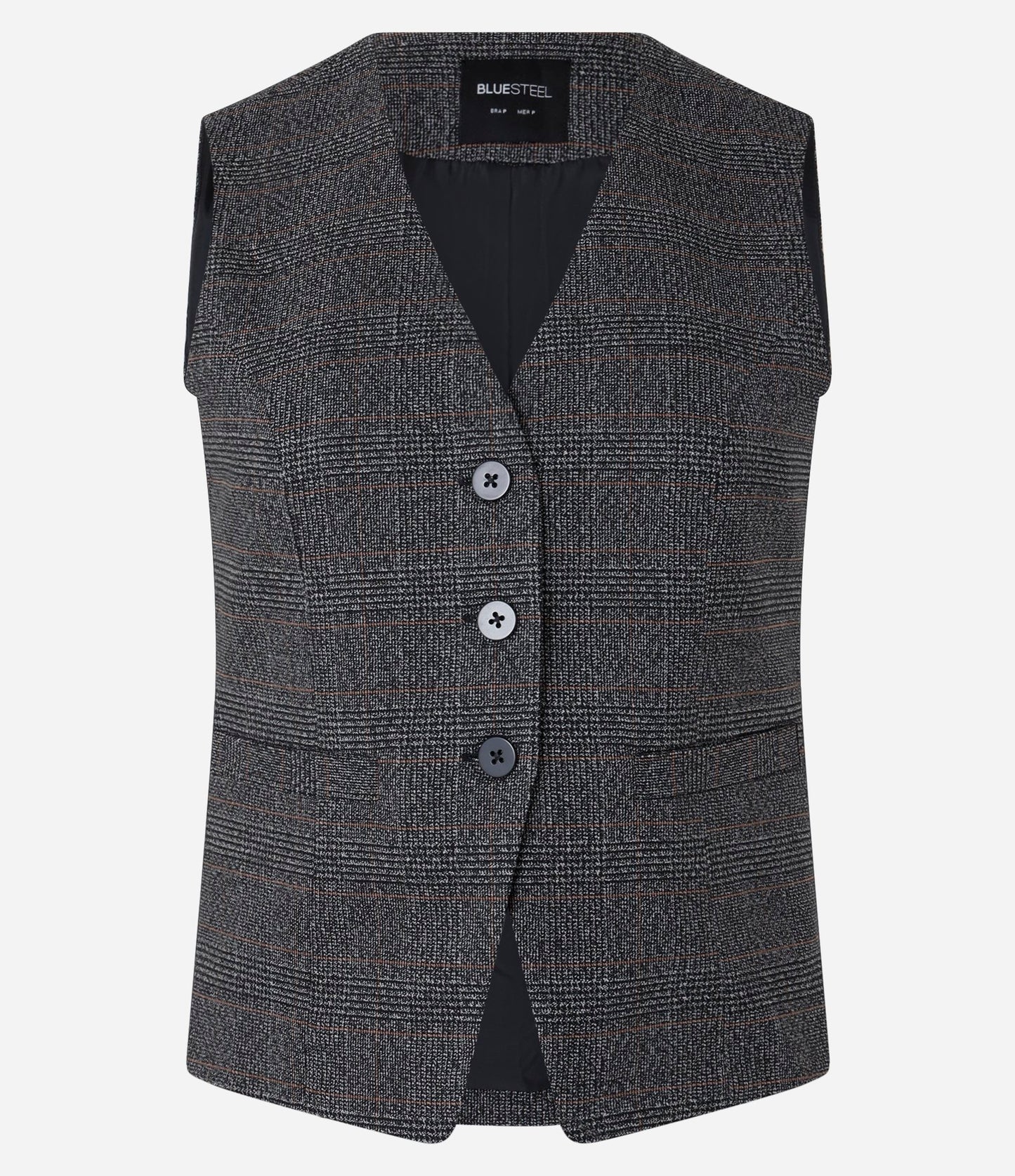 Long Tailored Vest with Front Buttons in Gray