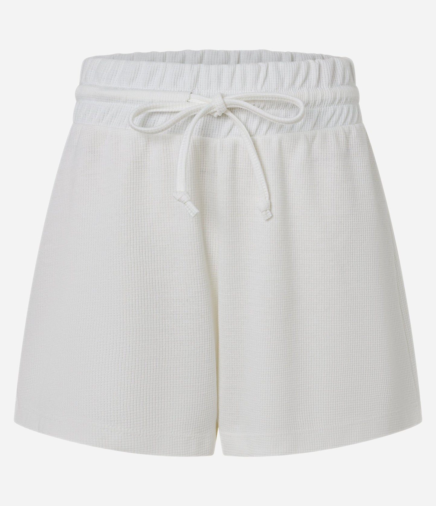 Pantaloncini da bagno bianchi testurizzati con laccetto in vita