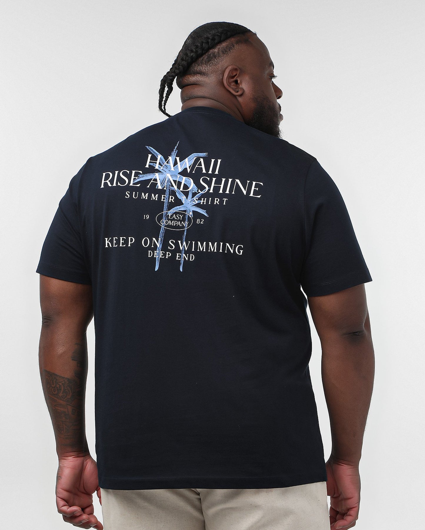 Camiseta masculina plus size "Rise and Shine" azul | Original Plus by Riachuelo