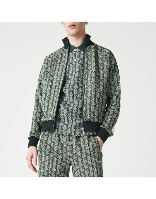 Jaqueta masculina Lacoste Live Green Monogram Patterned Jacquard Track Jacket