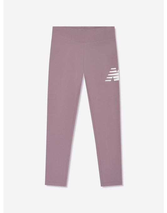 Leggings com logotipo empilhado para meninas da New Balance - Roxo
