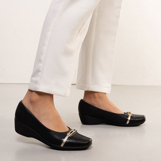 Ballerine con tacco a fibbia Piccadilly nere da donna