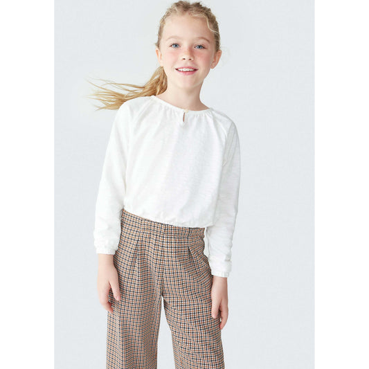 Blusa de malha Slub de manga longa para meninas