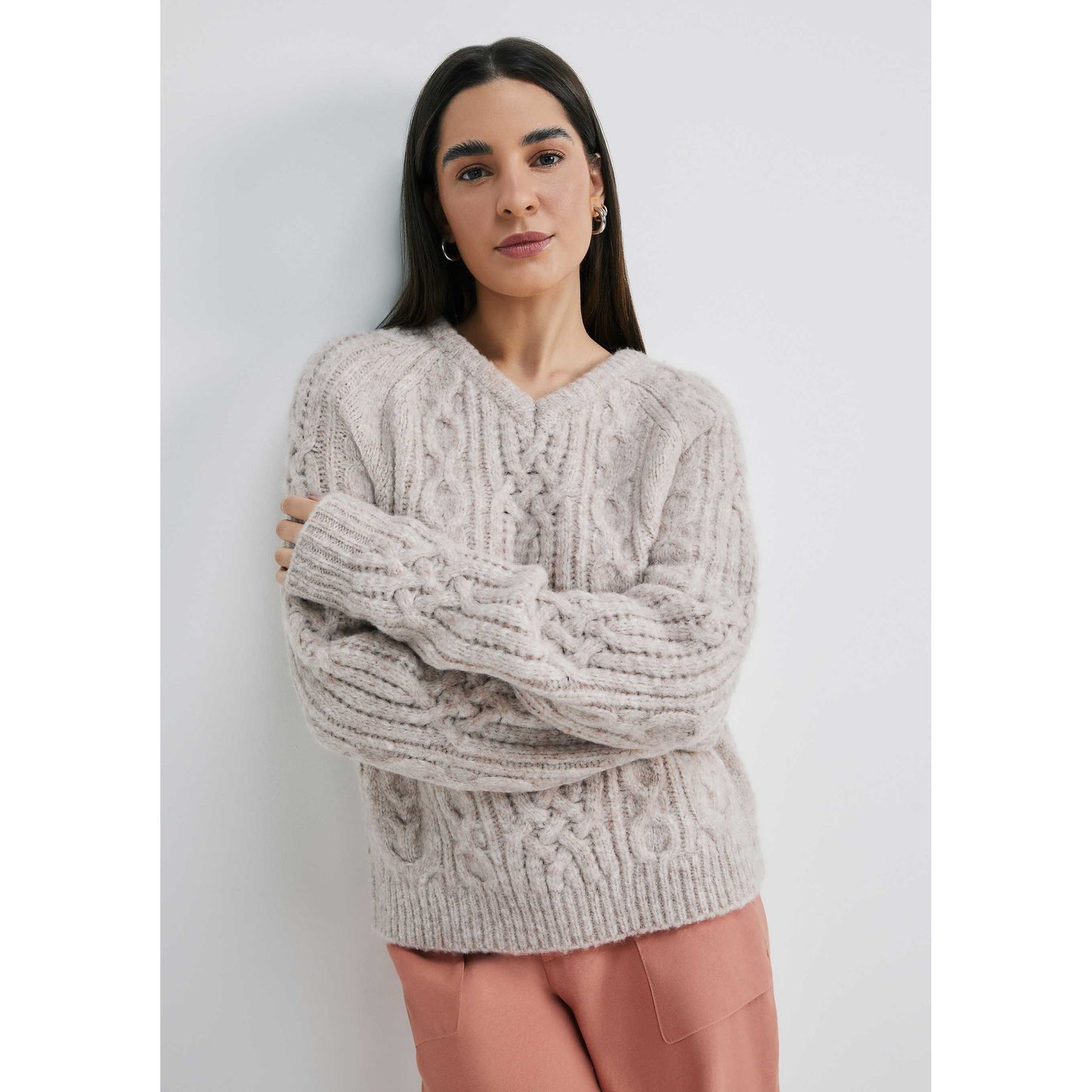 Jersey de punto texturizado con cuello en V para hombre