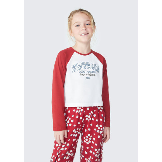 Top a maniche lunghe da bambina