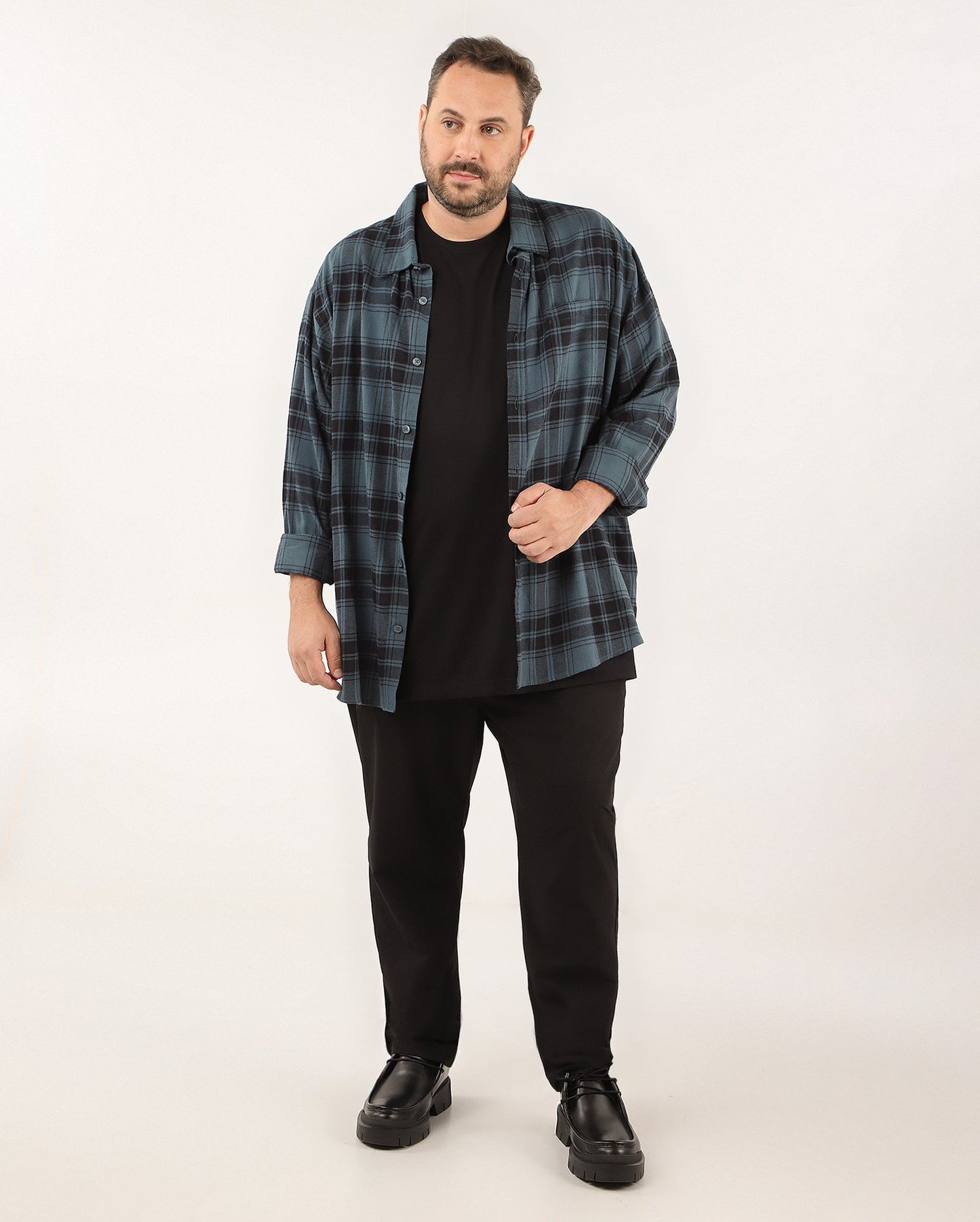Calça masculina Plus Size Regular Tailored Black Paper Touch | Original Plus By Riachuelo